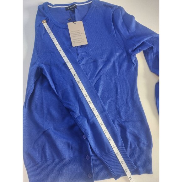 a jesdani Royal Blue Crew Neck Button Front Cardigan Sweater Women S - Picture 8 of 9